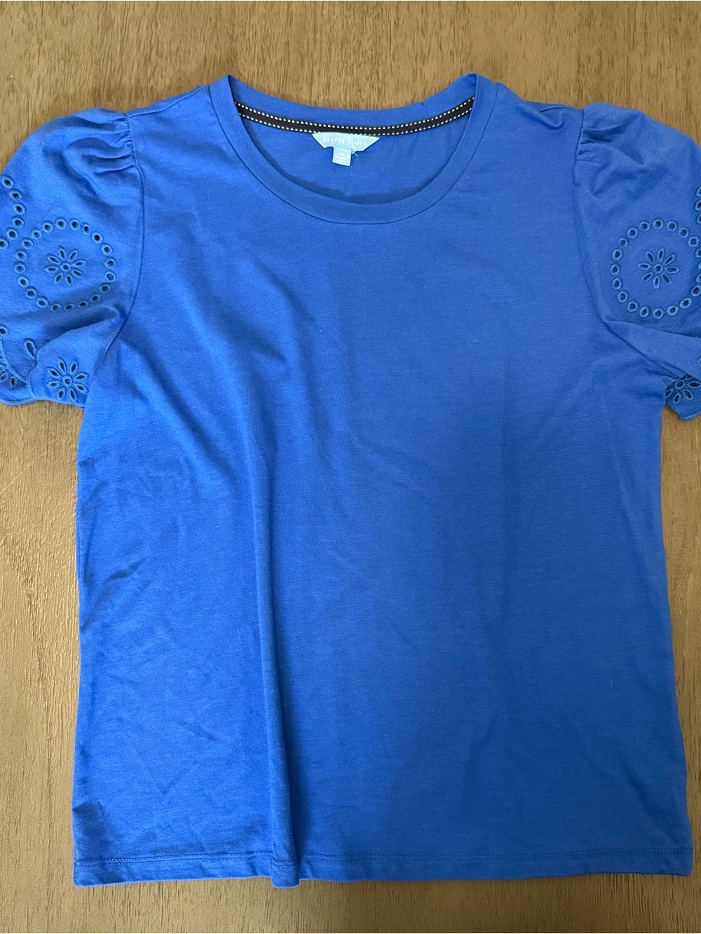 Draper James Royal Blue Eyelet Puff Sleeve Tee